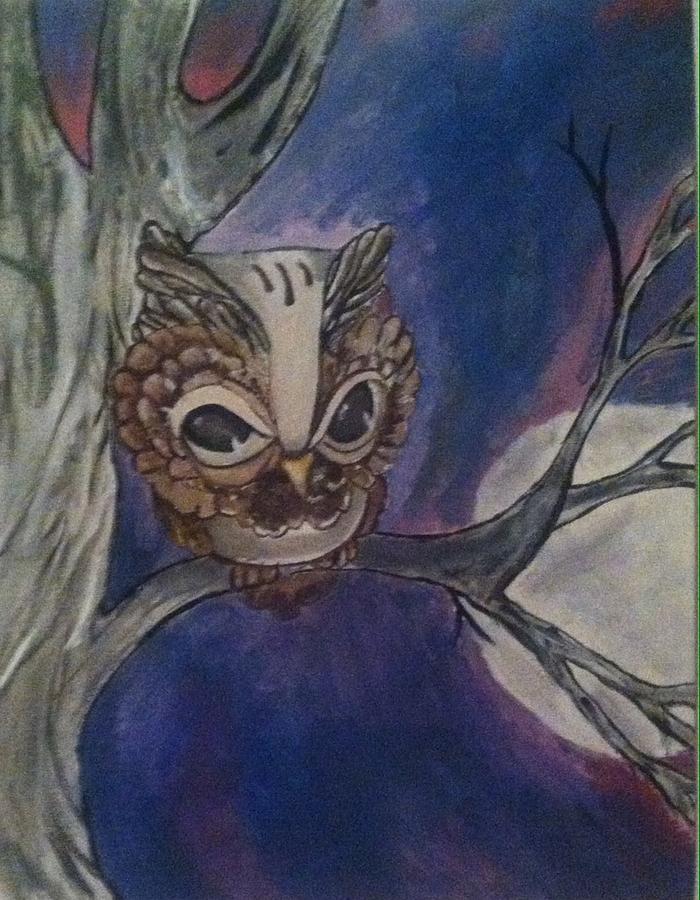 700x900 Nightowl Painting By Amber Perry - Night Owl Painting
