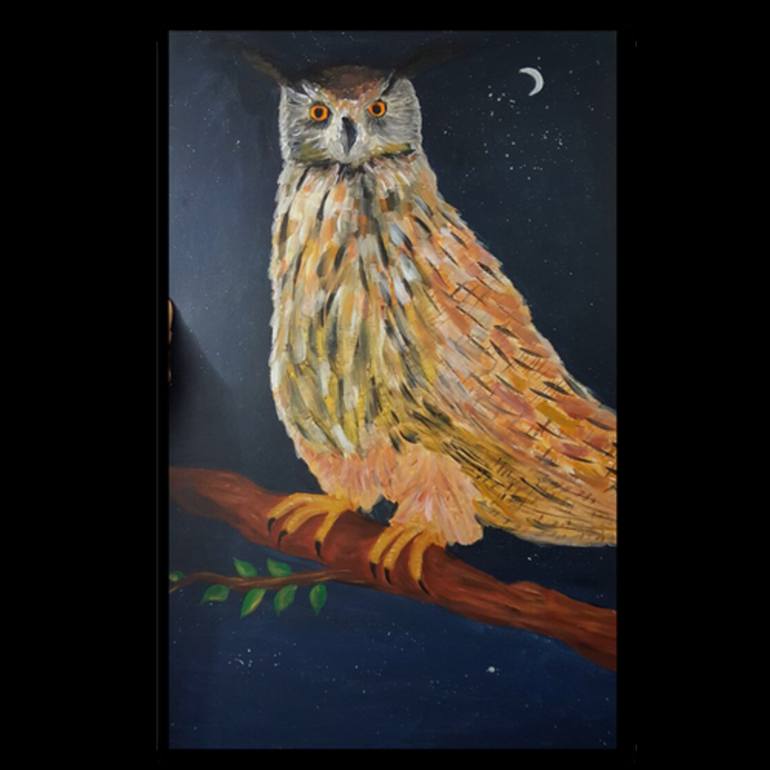 770x770 Saatchi Art Night Owl Painting By Diana Alifanti - Night Owl Painting