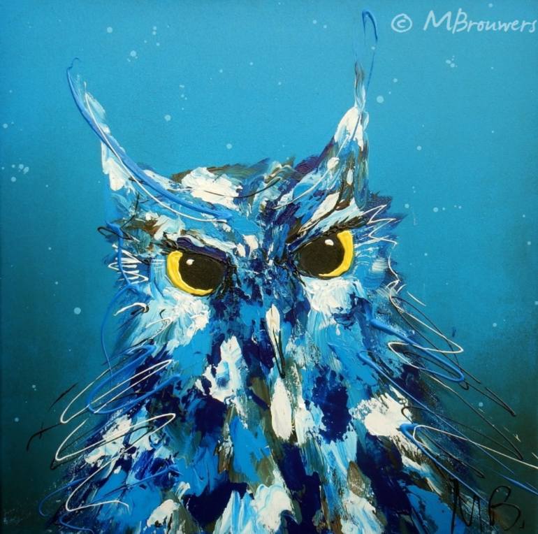 770x764 Saatchi Art Night Owl Painting By Marieke Brouwers Nijland - Night Owl Painting