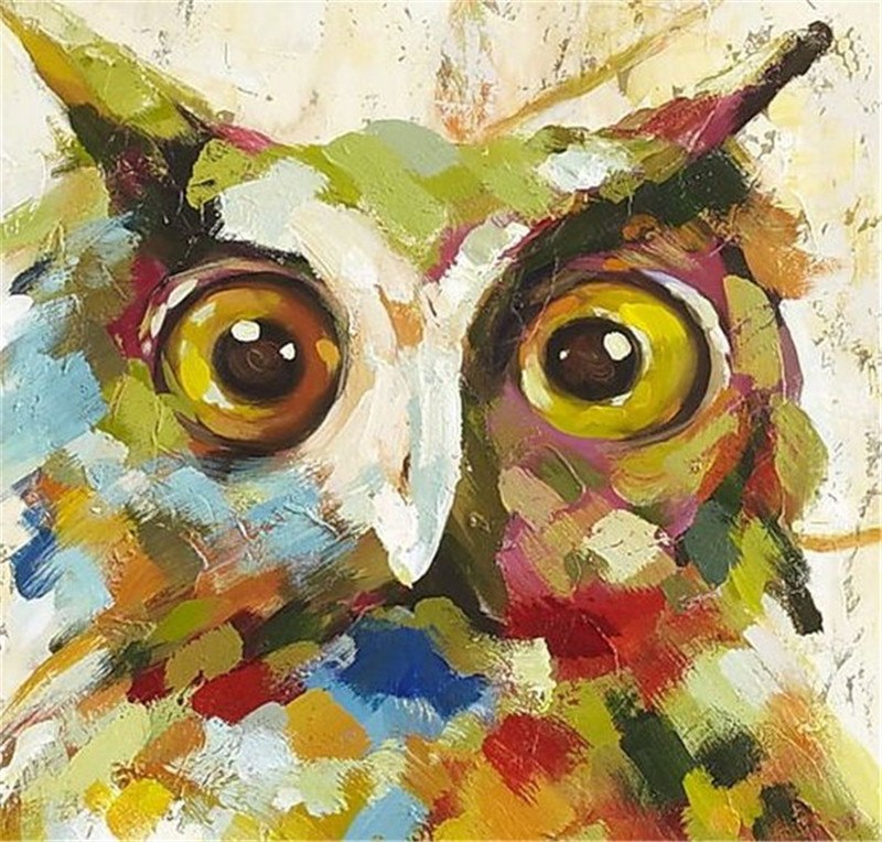 800x764 Modern Unframed Handwork Canvas Oil Paintings Cute Night Owl - Night Owl Painting