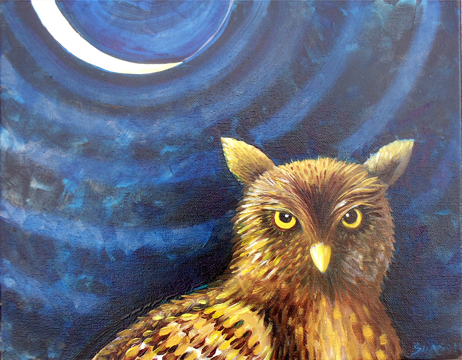 922x720 Night Owl Original Oil Painting - Night Owl Painting