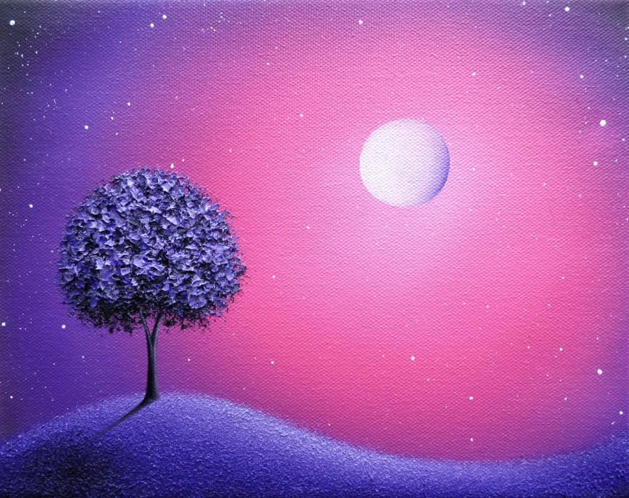 900x713 Original Purple Tree Painting, Purple Oil Painting, Abstract Art - Night Sky Canvas Painting