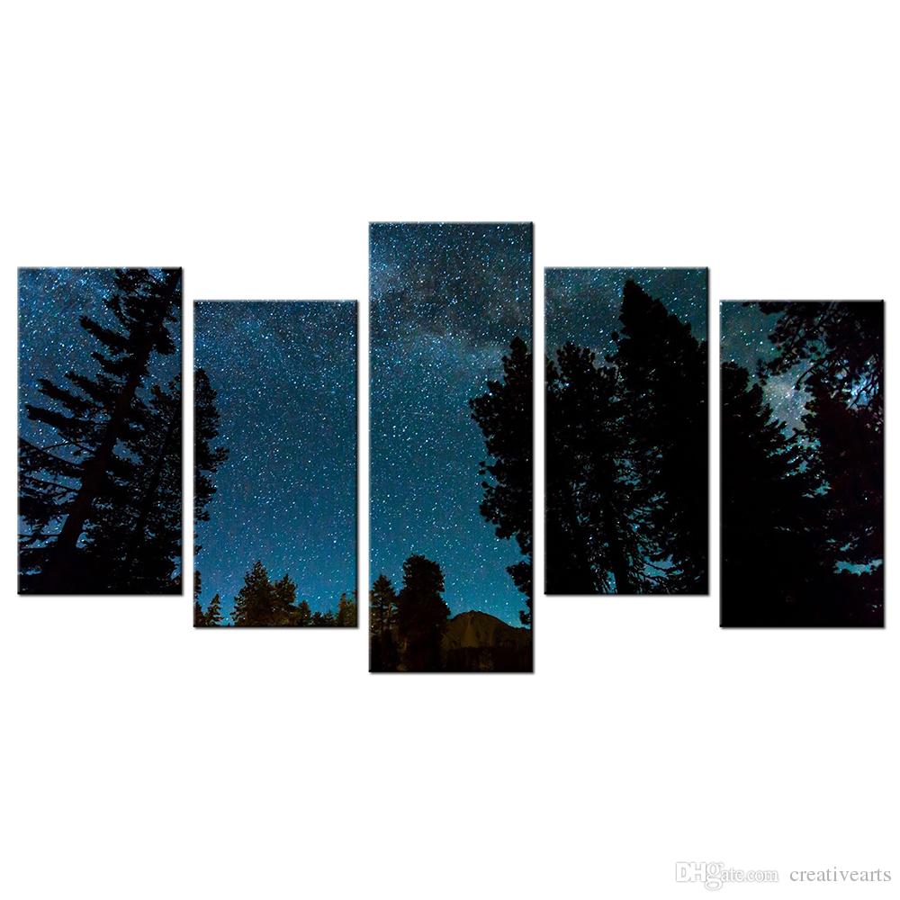 1000x1000 2018 Starry Night Sky Picture Canvas Artwork Charming Milky Way - Night Sky Canvas Painting