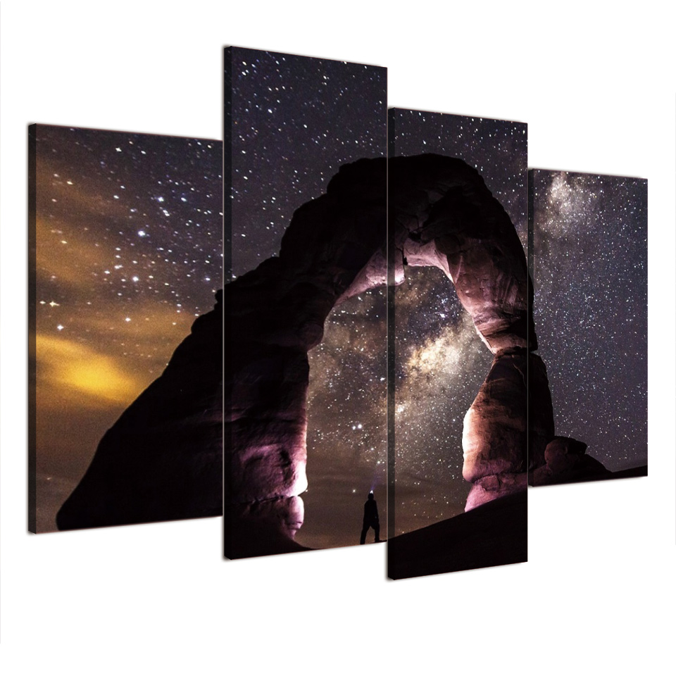 960x960 4 Piece Canvas Art Stars Night Starry Sky Canvas Painting Hd - Night Sky Canvas Painting