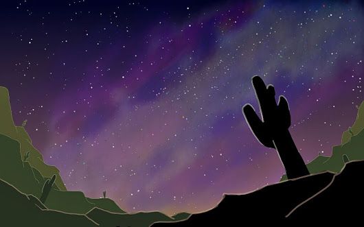 530x331 Cactus And The Night Sky, Digital Painting With Infinite Painter - Night Sky Digital Painting