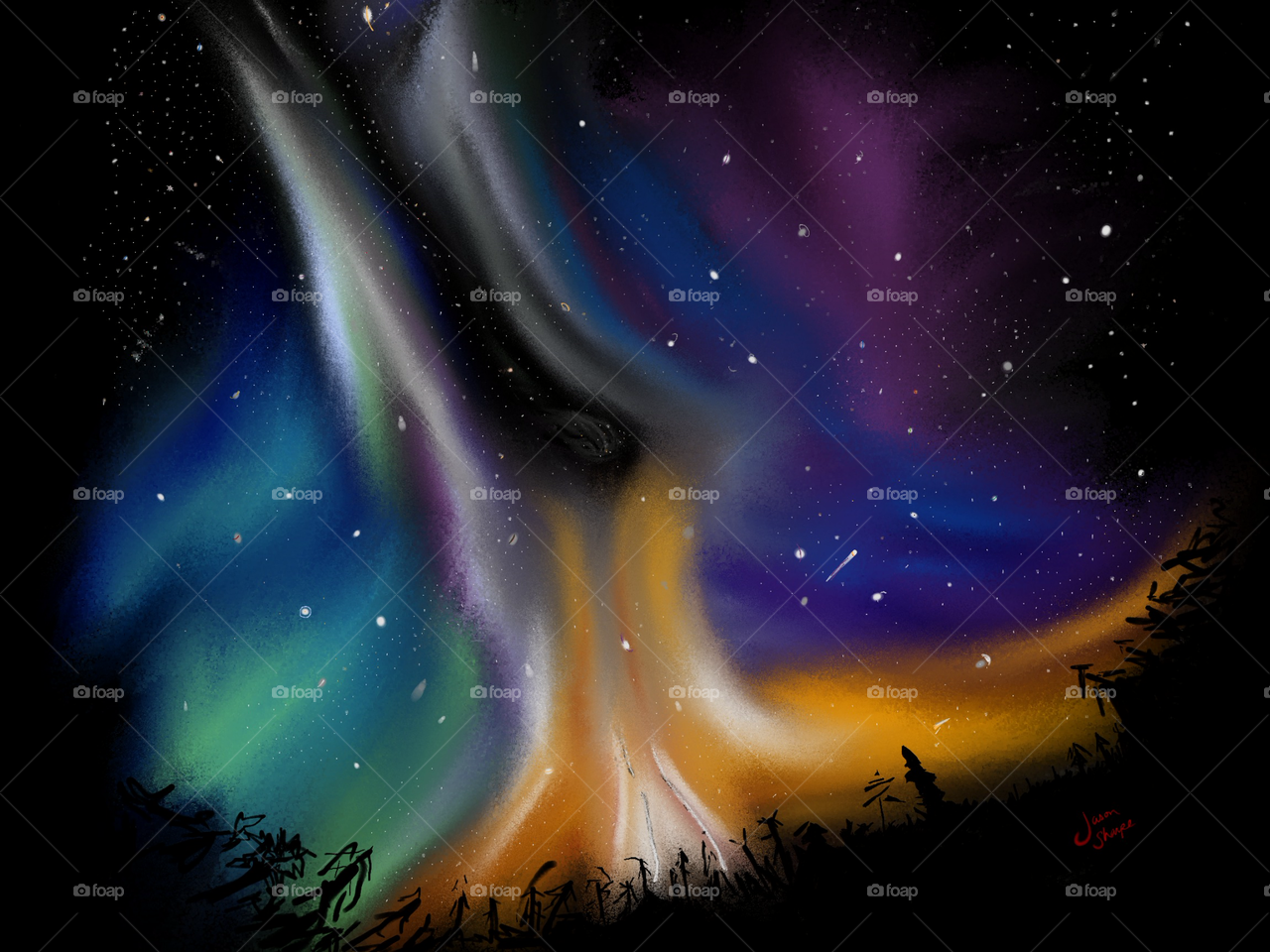 1280x960 Fisheye Night Sky. My Digital Painting. Stock Photo By - Night Sky Digital Painting