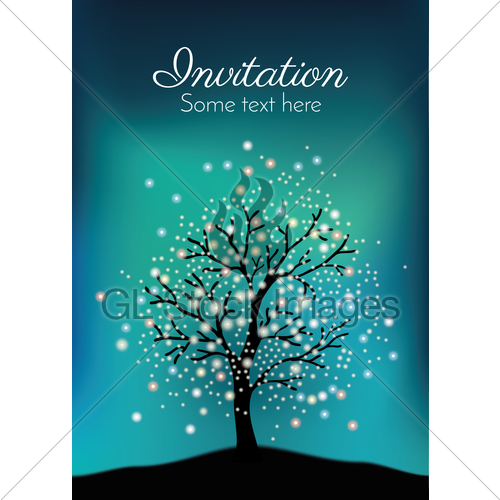 500x500 Glowing Tree On The Night Sky Gl Stock Images - Night Sky Digital Painting