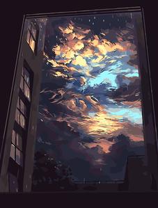 227x299 Night Sky Though The Bedroom Window - Night Sky Painting