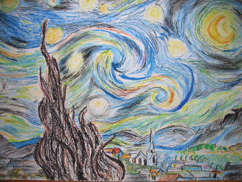 1024x768 Van Gogh Night Sky By Marinanna - Night Sky Painting Famous