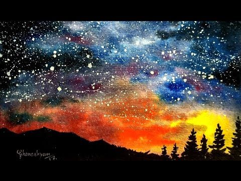 480x360 Night Sky Painting, Watercolor Painting - Night Sky Watercolor Painting