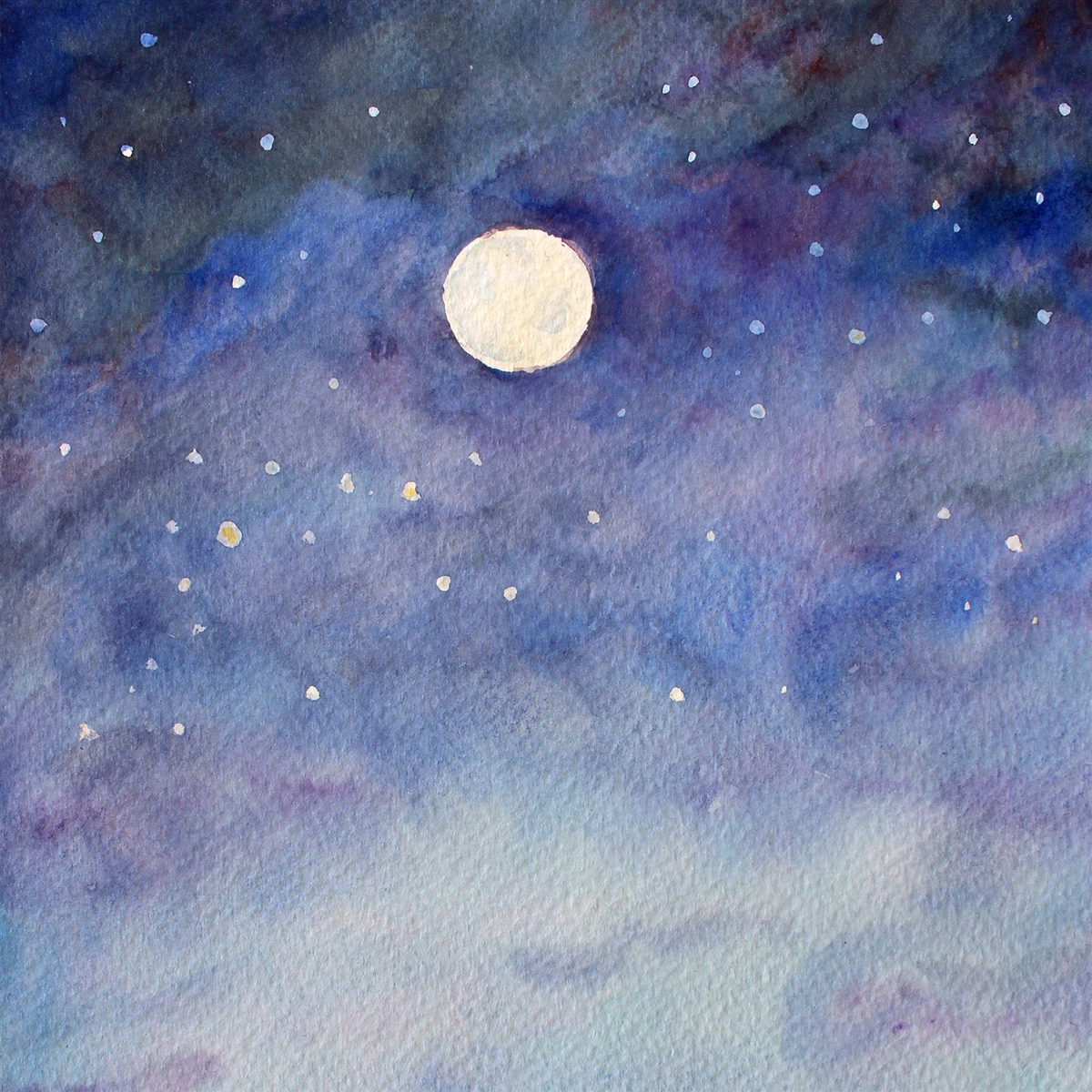 1200x1200 Watercolor Night Sky 3 - Night Sky Watercolor Painting