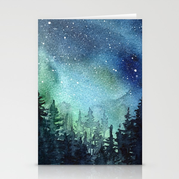 700x700 Galaxy Watercolor Space Night Sky Nebula Painting Aurora - Night Sky Watercolor Painting