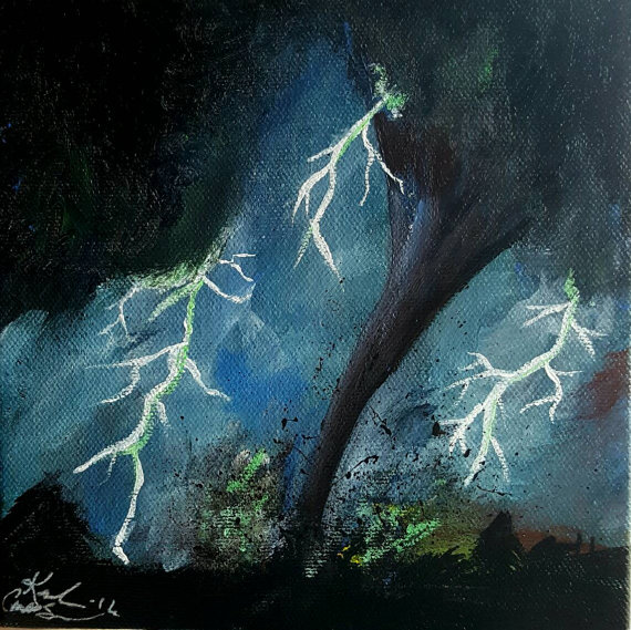 570x569 Night Terror Acrylic Painting Tornado 6x6 Beautiful Storm - Night Terror Painting