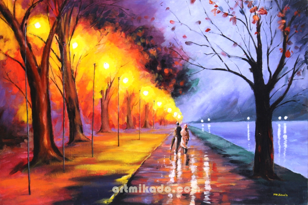 1024x683 Night Time Stroll Artmikado - Night Time Painting