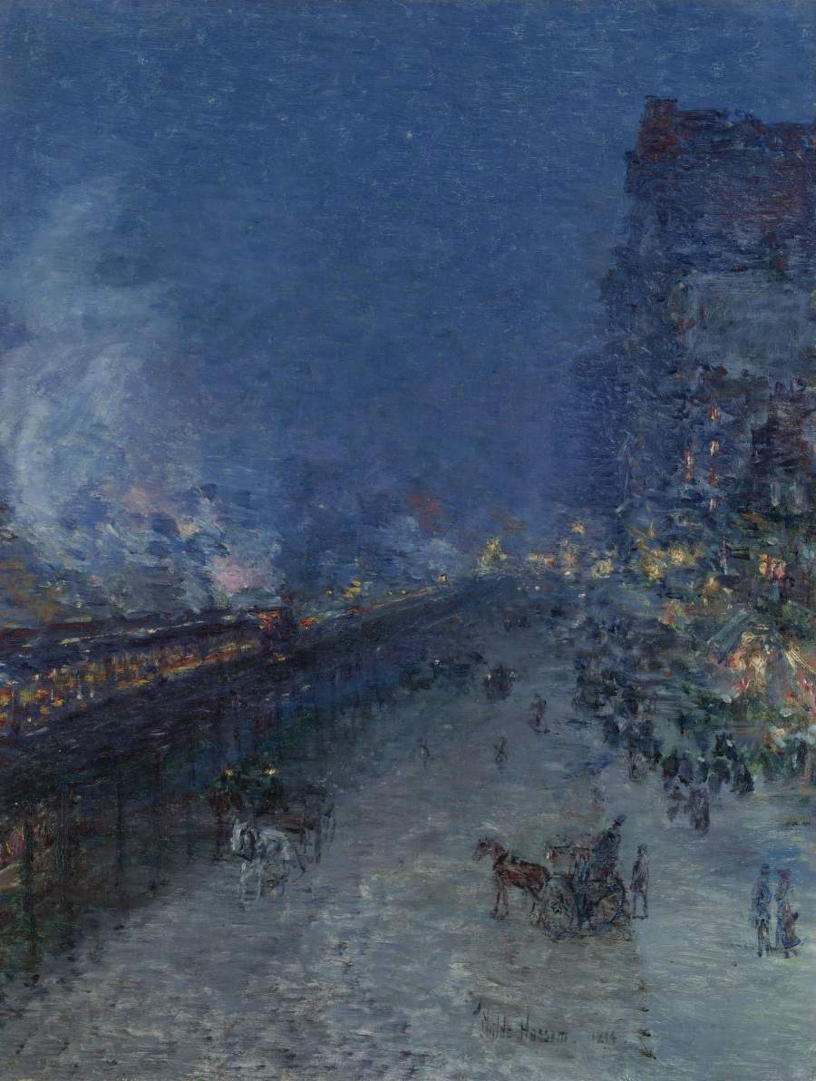 900x1192 Night Train 1894 Painting Frederick Childe Hassam Oil Paintings - Night Train Painting