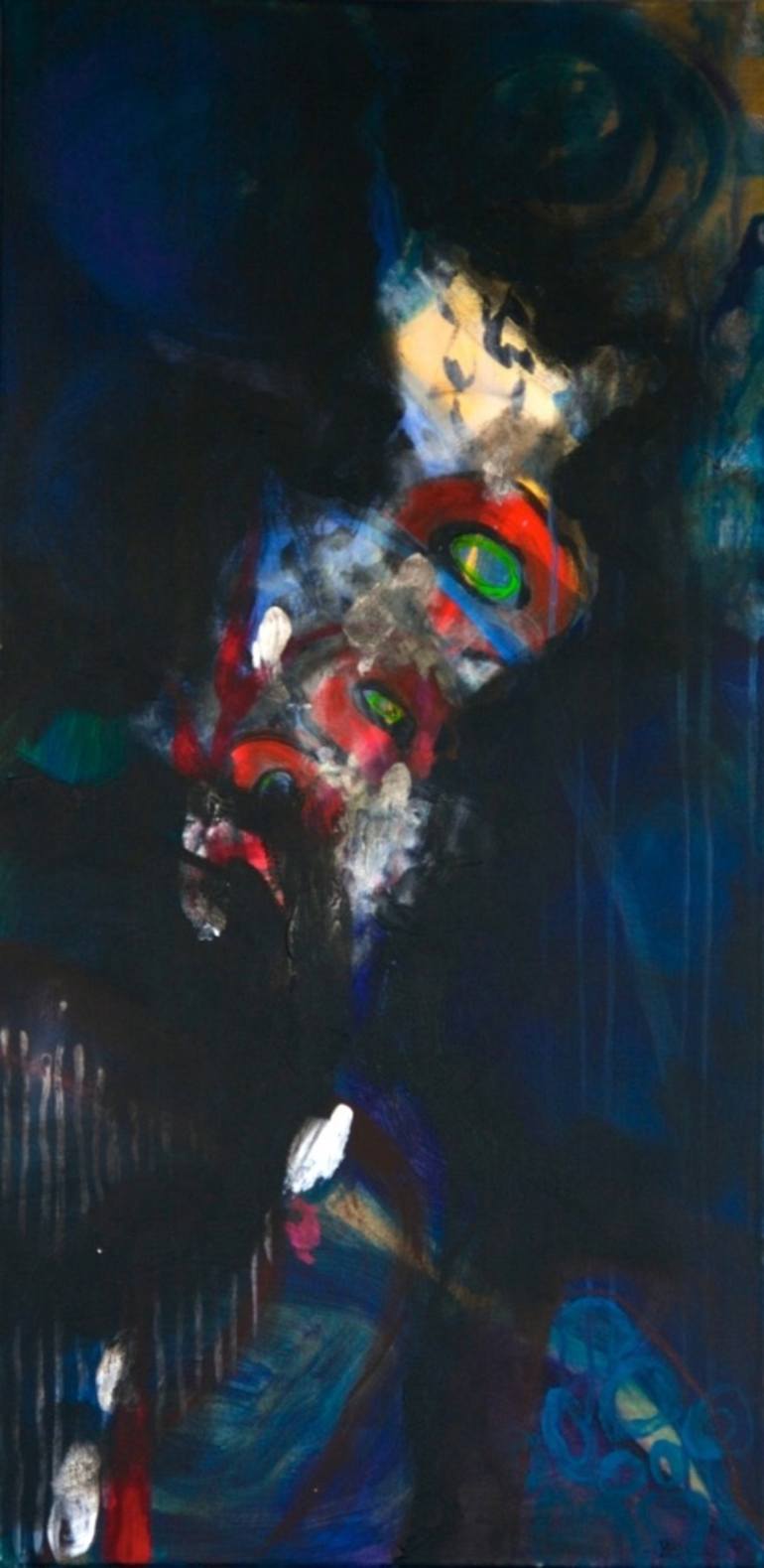 770x1579 Saatchi Art Woman In Night Train Painting By Danda Hesselmann - Night Train Painting