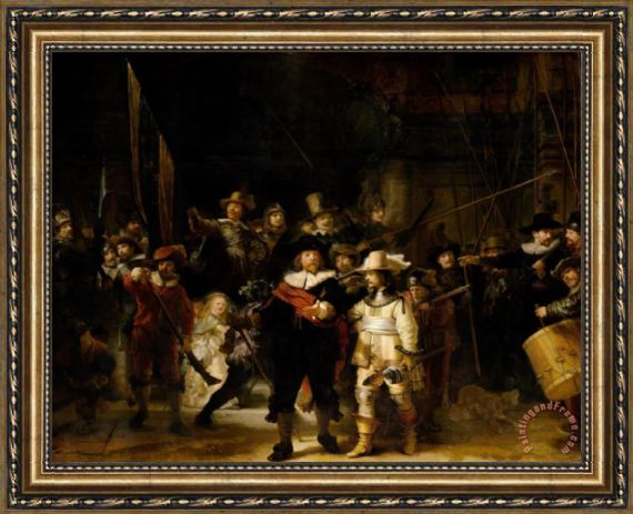 570x463 Rembrandt The Night Watch Framed Painting For Sale - Night Watch Painting