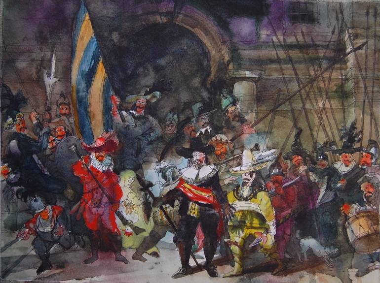 770x575 Saatchi Art Rembrandt The Night Watch Painting By Alexander - Night Watch Painting
