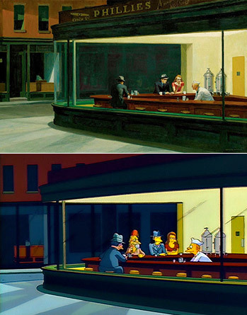 349x445 Nighthawks Shot - Nighthawks Painting