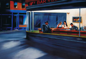 300x209 Hip Hop Cafe Poster Biggie 2pac Aaliyah In Style Of Nighthawks By - Nighthawks Painting