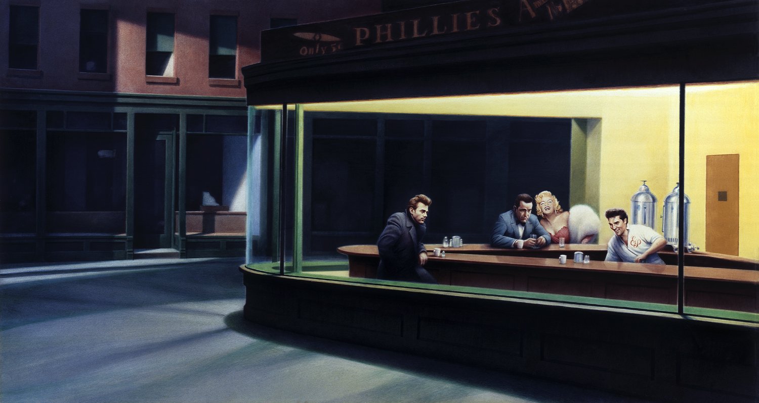 1500x798 Nighthawks By Edward Hopper My Daily Art Display - Nighthawks Painting