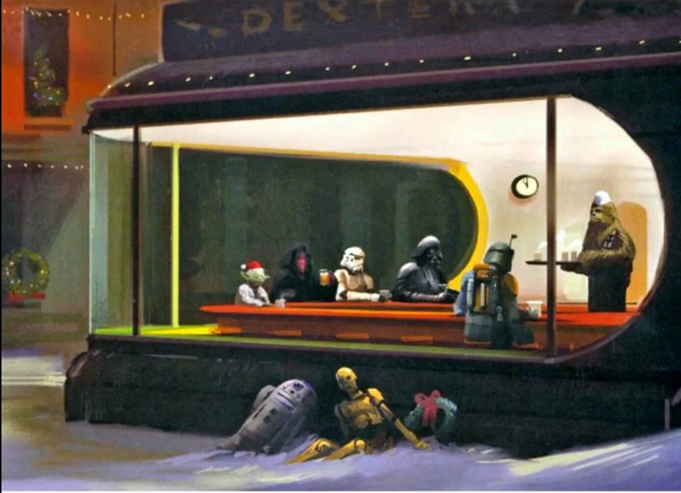 1387x1003 Savoring Gotham In Edward Hopper Paintings + A Star Wars Rant - Nighthawks Painting