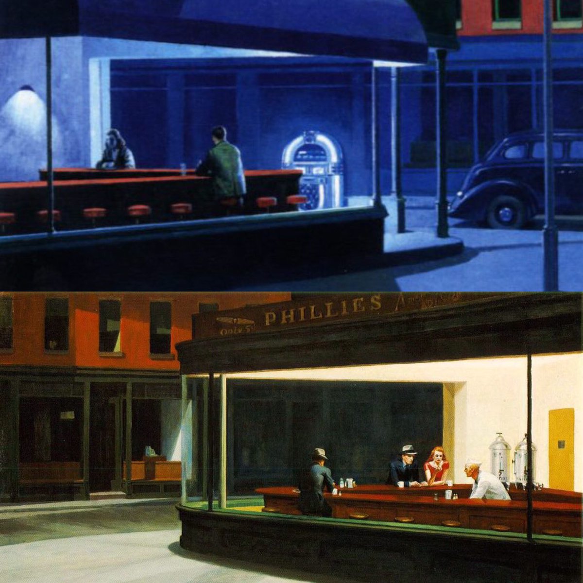 Nighthawks Painting 4k - Painting Inspired