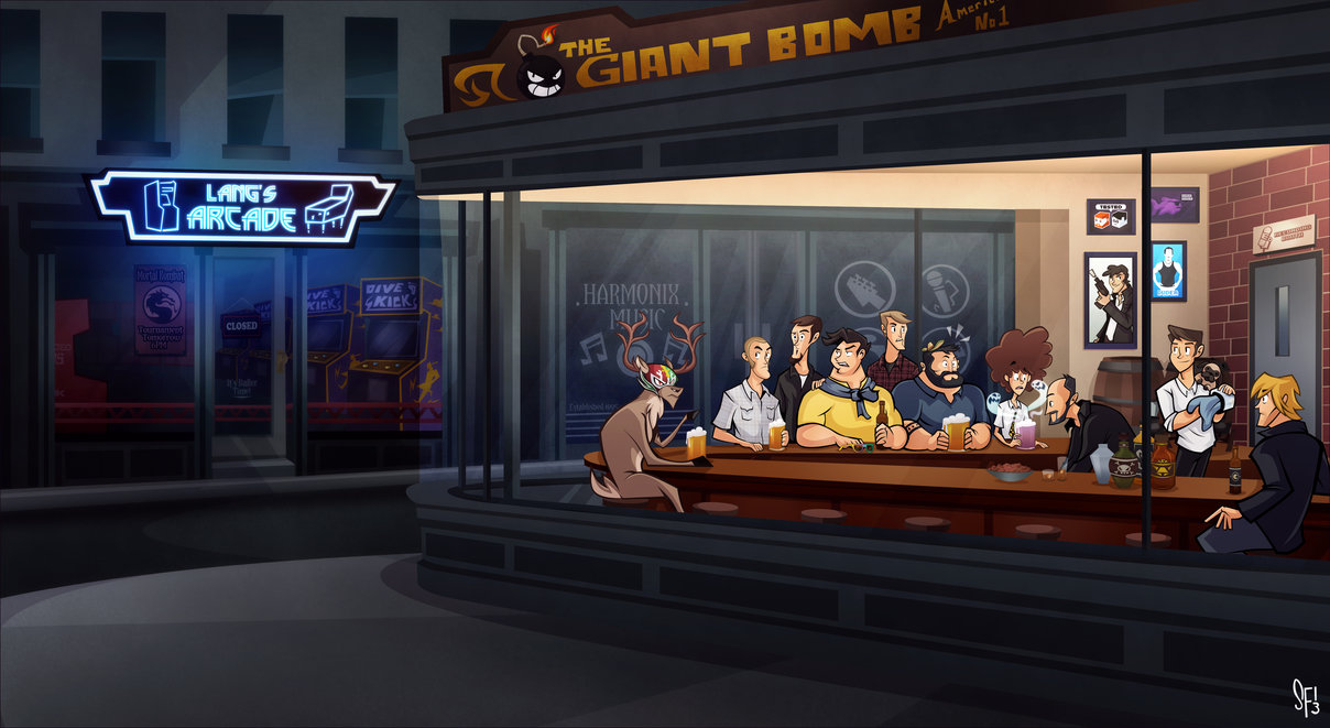 1208x661 Parodies Of Edward Hopper's Nighthawks By Lablayers - Nighthawks Painting Parody