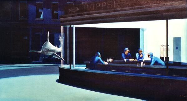 600x324 Top 26 Des Meilleures Parodies Du Nighthawks De Edward Hopper - Nighthawks Painting Parody