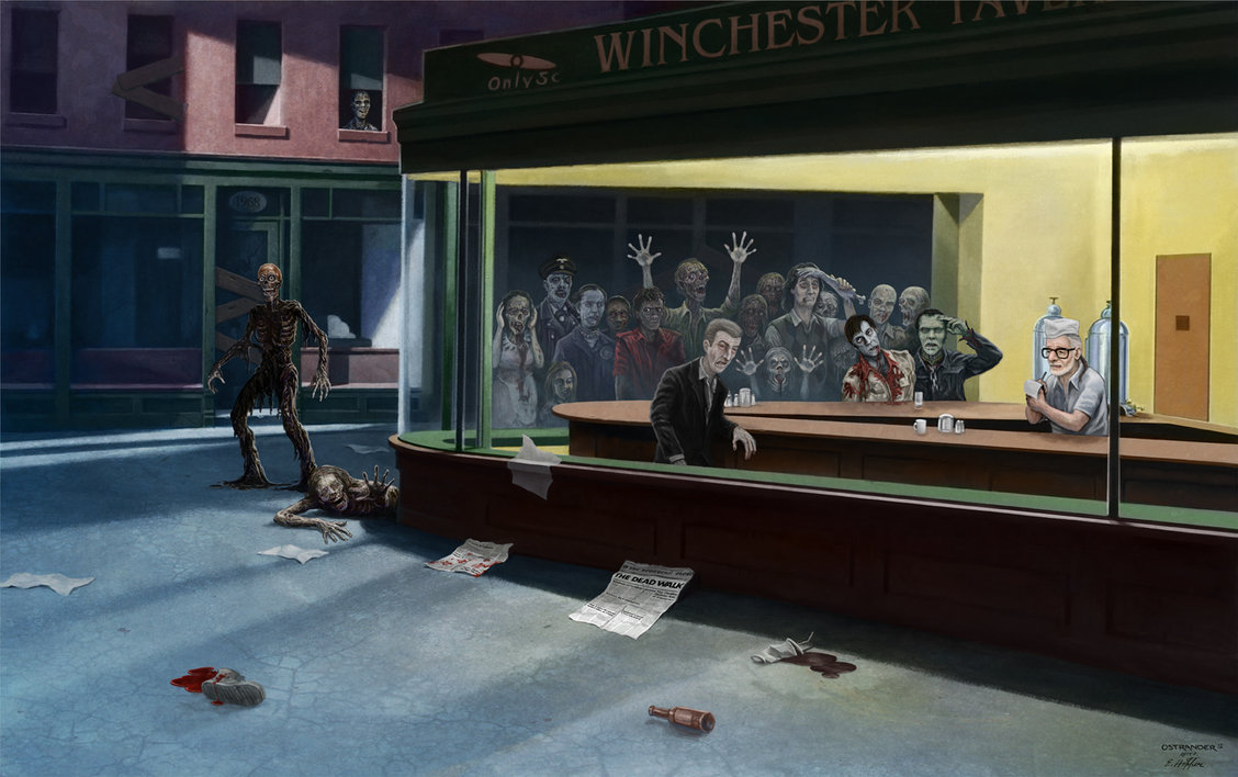 1128x708 Zrs 5th Year Anniversary Poster By Ostrander - Nighthawks Painting Parody