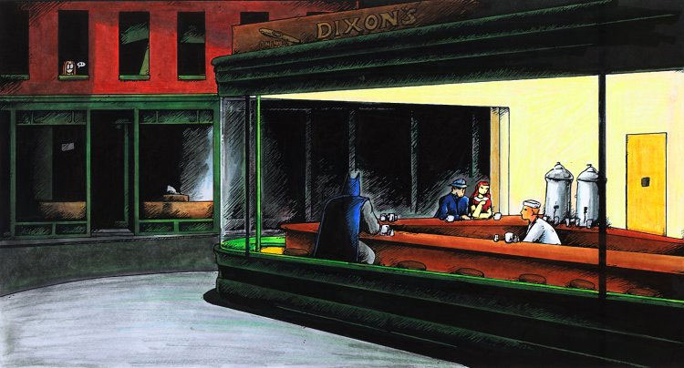 750x404 23 Parodies De Nighthawks D'Edward Hopper - Nighthawks Painting Parody