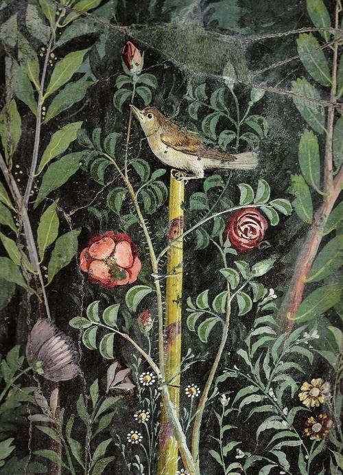 500x692 Detail) Nightingale, C. 1st Century Ad. Roman Garden Wall Painting - Nightingale Painting