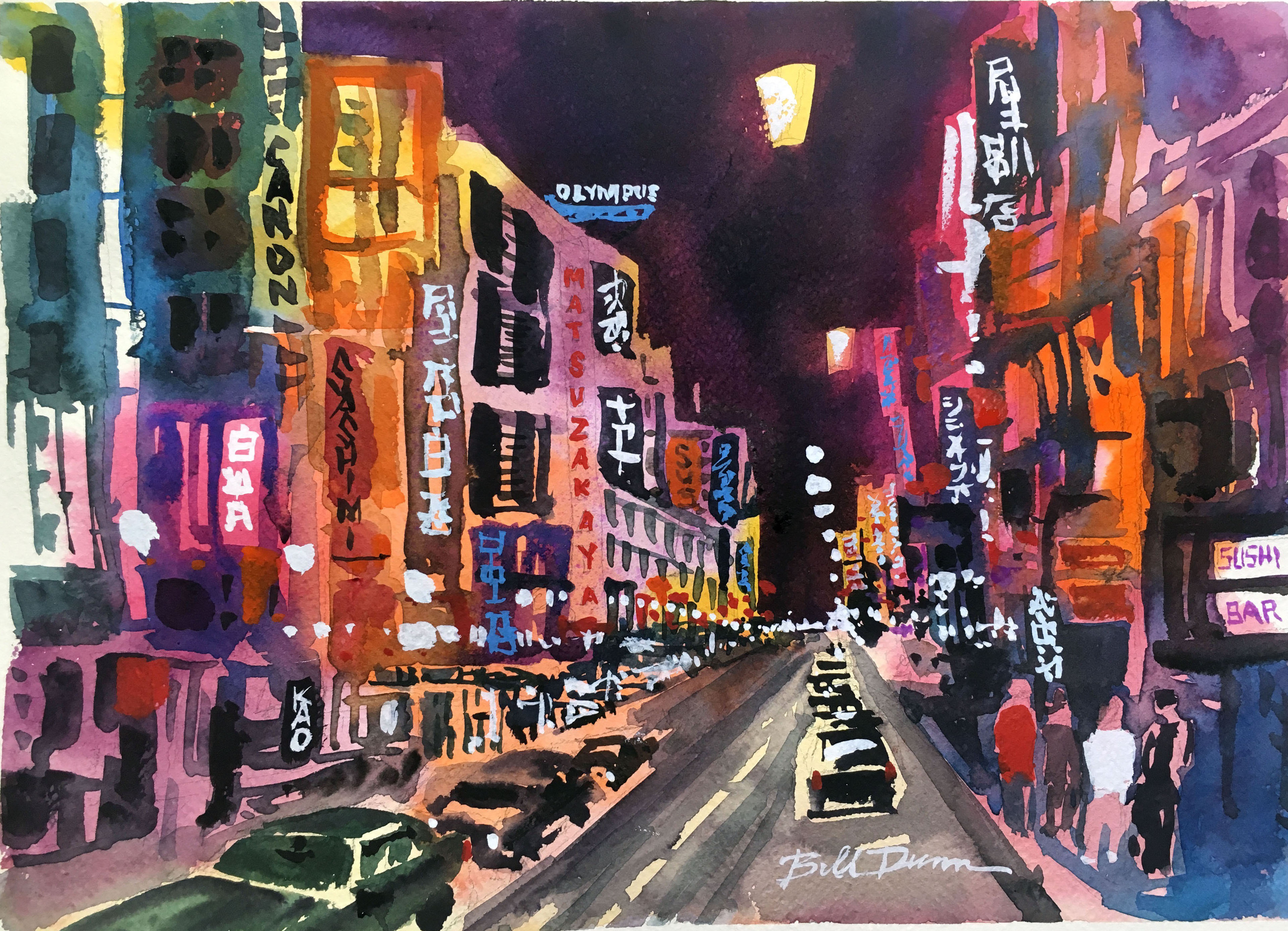 3840x2775 How To Paint A Night Time Cityscape (Video) Watercolor - Nightlife Painting