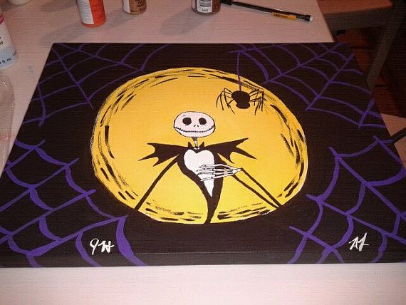 570x428 Nightmare Before Christmas Canvas Painting By Handmadesbyhirsch - Nightmare Before Christmas Canvas Painting
