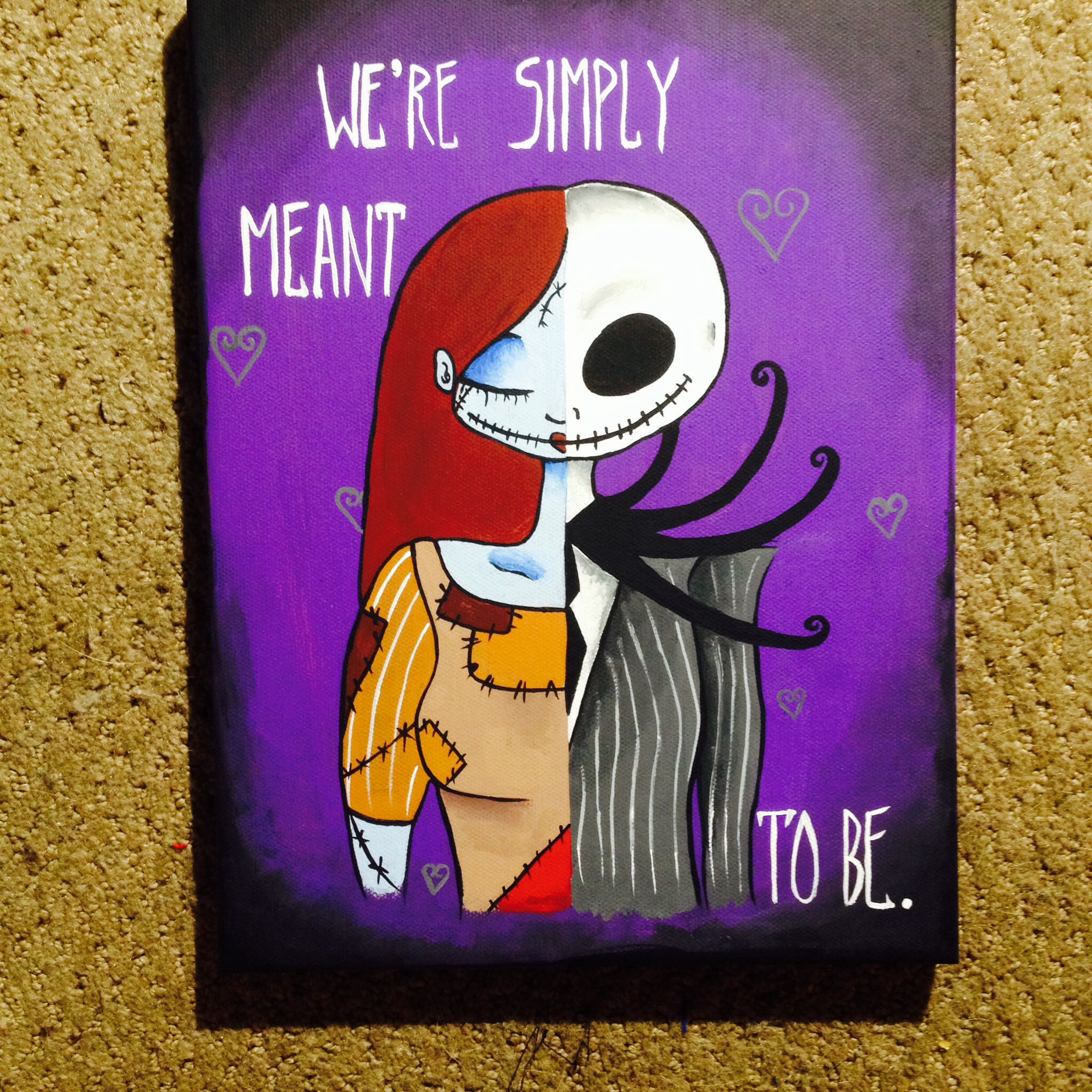 Jack And Sally (Nightmare Before Christmas) Canvas Painted By Me - Nightmar...
