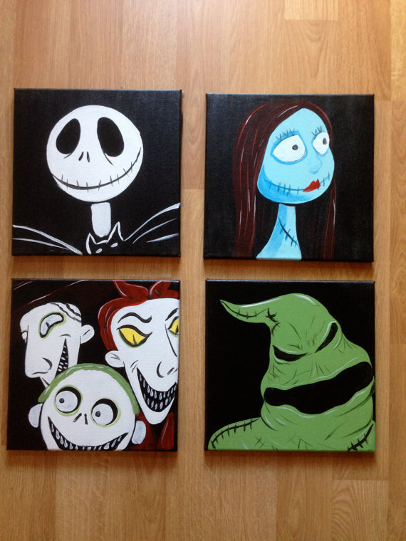 570x760 Nightmare Before Christmas Canvas Portraits Hand Painted - Nightmare Before Christmas Painting