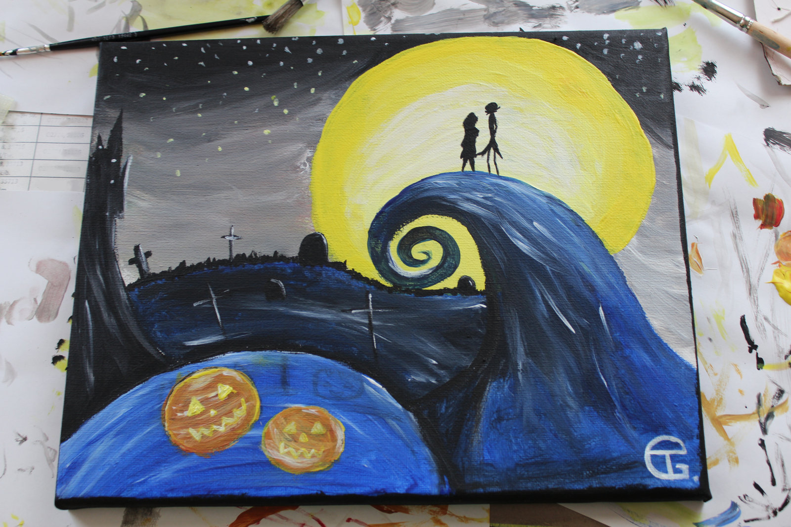 1600x1067 A Nightmare Before Christmas By Akioxx - Nightmare Before Christmas Painting