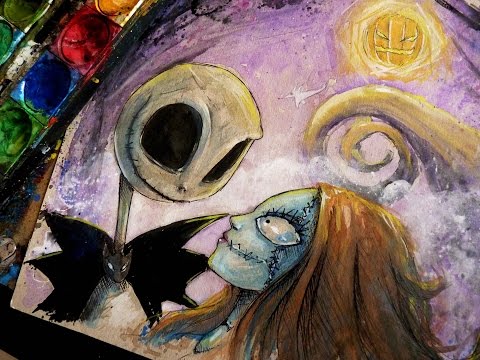 480x360 The Nightmare Before Christmas Time Lapse Watercolor Painting - Nightmare Before Christmas Painting