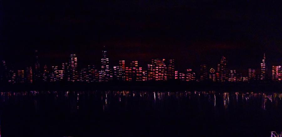 900x439 City Nightscape Painting By Stanley Whitehouse - Nightscape Painting