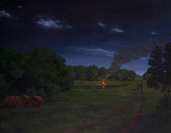 581x450 Paul R. Keysar - Nighttime Landscape Painting