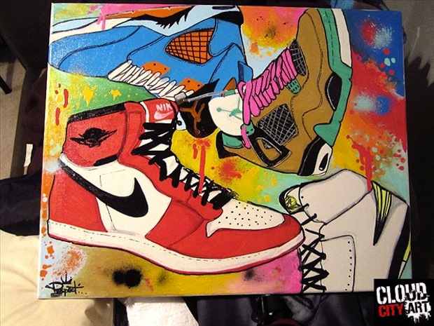 620x465 Neon Nike And Air Jordan Painting By Cloud City Art - Nike Painting