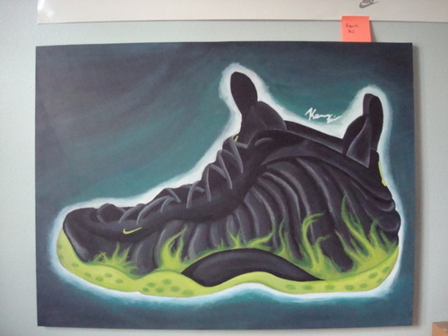 500x375 Nike Air Foamposite Paranorman Painting By Kevin Bui - Nike Painting