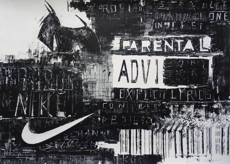 770x548 Saatchi Art Parental Advisory Nike Bar Code Painting By Andy Shaw - Nike Painting
