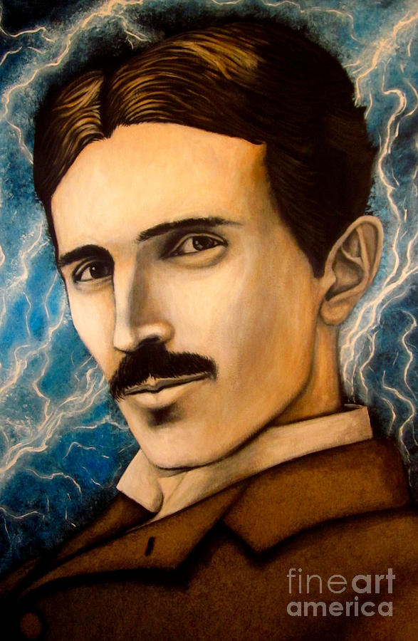 587x900 Nikola Tesla Painting By Justin Coffman - Nikola Tesla Painting