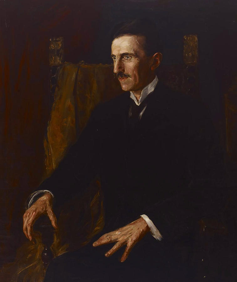 757x900 Nikola Tesla Painting By Vilma Lwoff Parlaghy - Nikola Tesla Painting