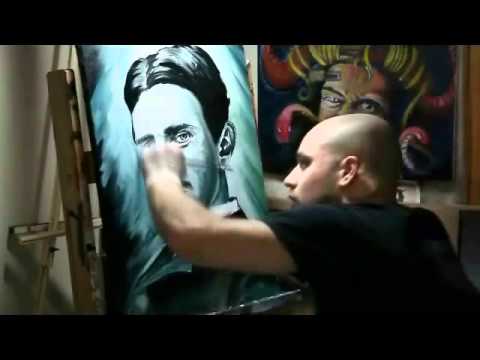 480x360 Nikola Tesla Time Lapse Oil Painting - Nikola Tesla Painting