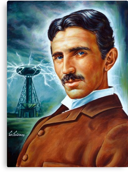 410x550 Nikola Tesla Tower Scientist, Painting Portrait Canvas Prints By - Nikola Tesla Painting