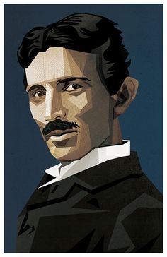 236x364 Nikola Tesla Portrait Watercolor Print Science Art - Nikola Tesla Painting