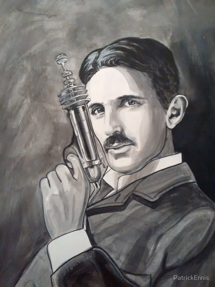 750x1000 Nikola Tesla Raygun By Patrickennis Redbubble - Nikola Tesla Painting