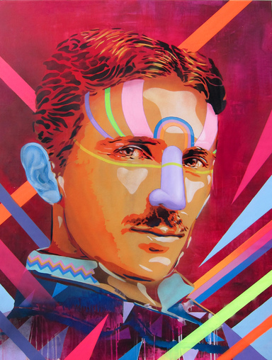 384x508 Power Is The Energy (Portrait Of Nikola Tesla) By Andrea - Nikola Tesla Painting